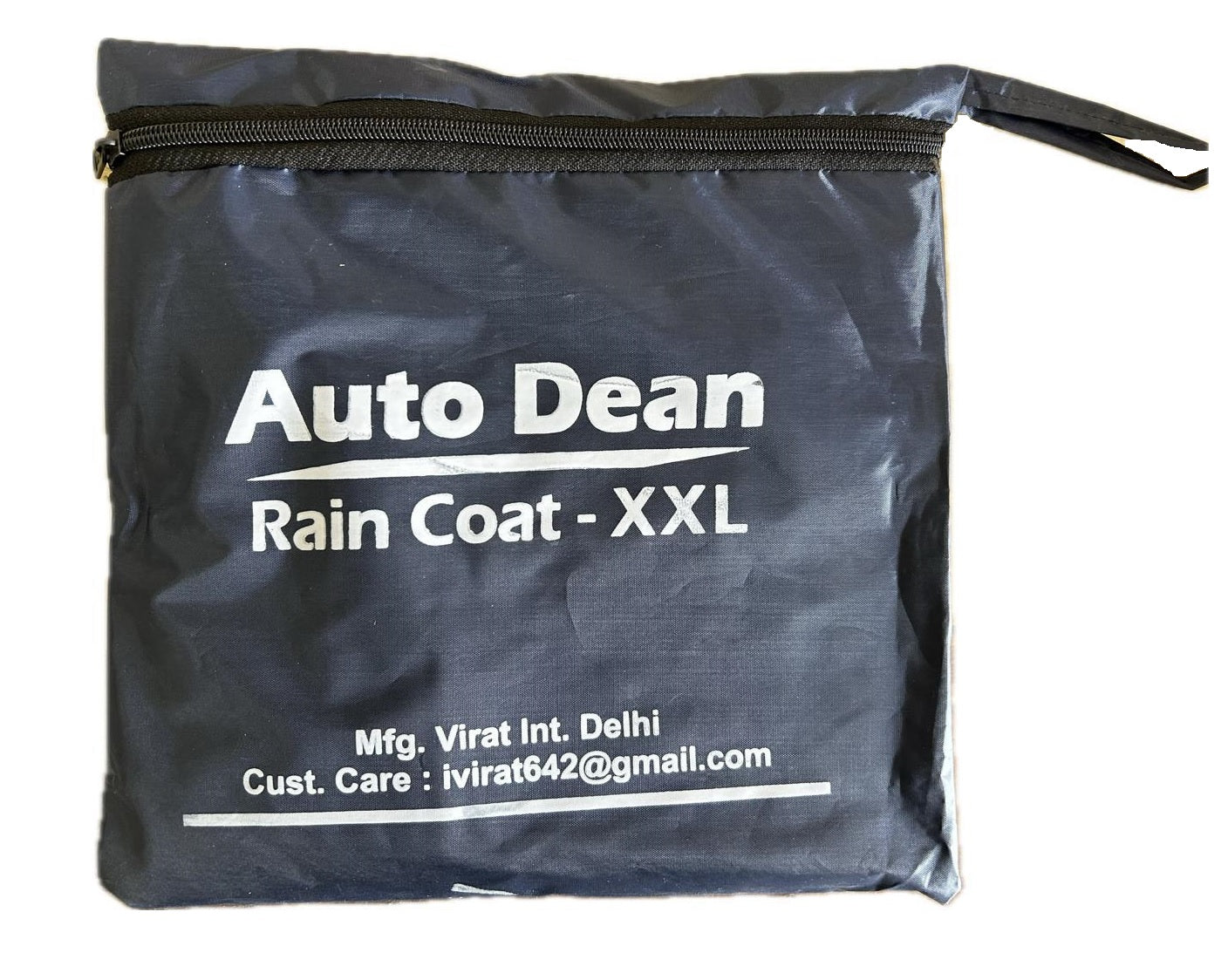 Auto Dean Night Blue Nylon Hooded Waterproof Long Lightweight zip Raincoat/Overcoat Full Length (Unisex). Size:XL