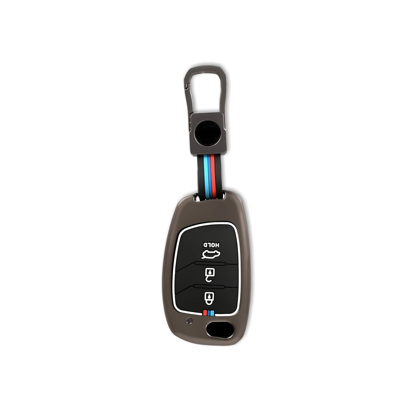 Auto Dean luxurious zinc Alloy+ silicon key case for Hyundai Verna, Creta, Venue, Alcazar, Grandi10, i20, Exter, Tucson, Aura etc. (3 button flip key only)