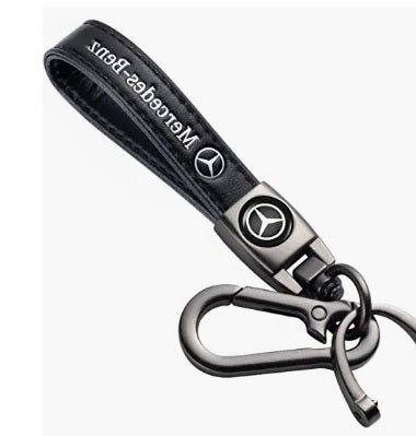 Auto Dean Premium Mersedes Key chain/Key ring, Black Leather and Smoke Black Metal.