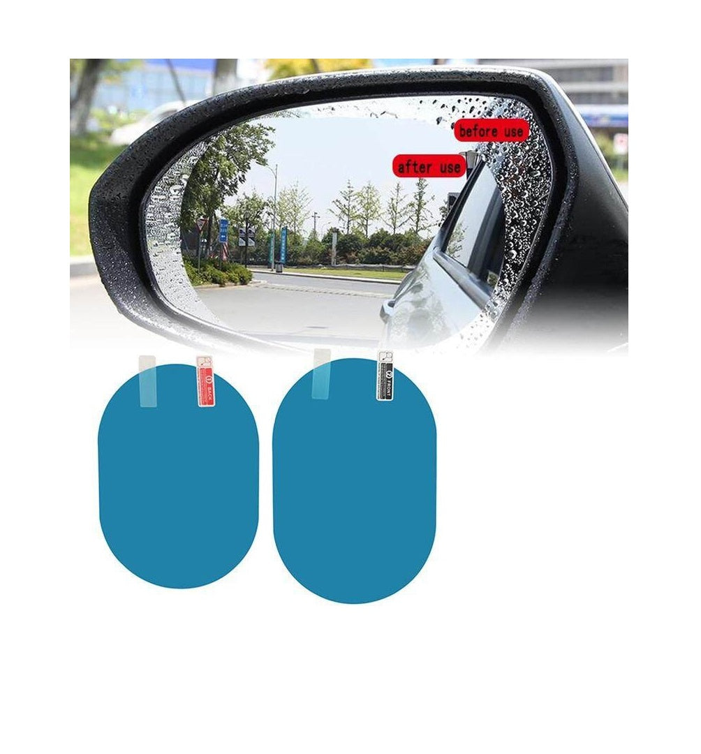 Auto Dean 4pc Car Side Rear view Mirror and side mirror Fog and Rain Protection Films, Anti-Rain Fog Waterproof Clear Film Accessories (2pc Oval for side mirrors + 2pc Square Film for windows)