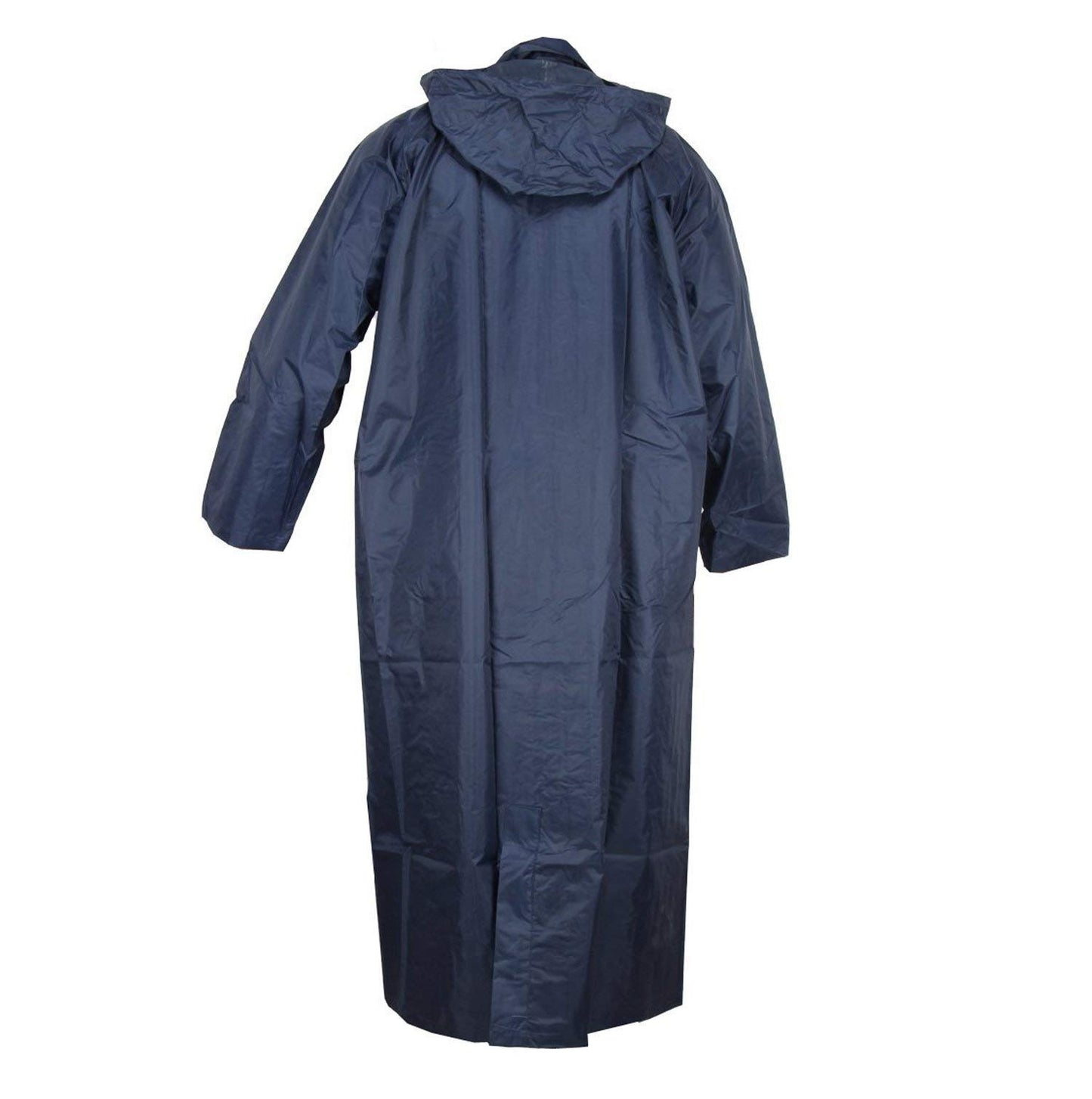 Auto Dean Night Blue Nylon Hooded Waterproof Long Lightweight zip Raincoat/Overcoat Full Length (Unisex). Size:XL