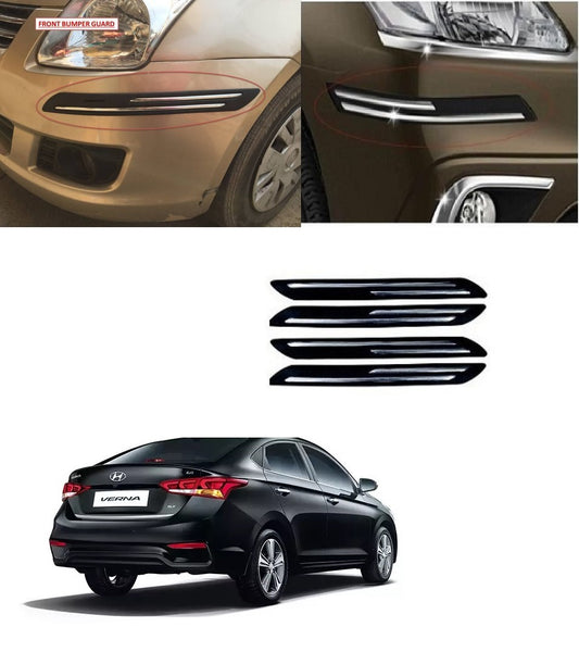 Auto Dean car Chrome and pvc Bumper Guard, Universal for All Cars. Pack of 4 pieces.