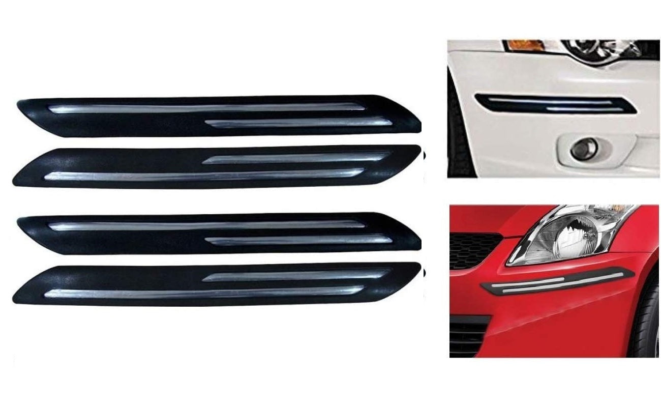 Auto Dean car Chrome and pvc Bumper Guard, Universal for All Cars. Pack of 4 pieces.