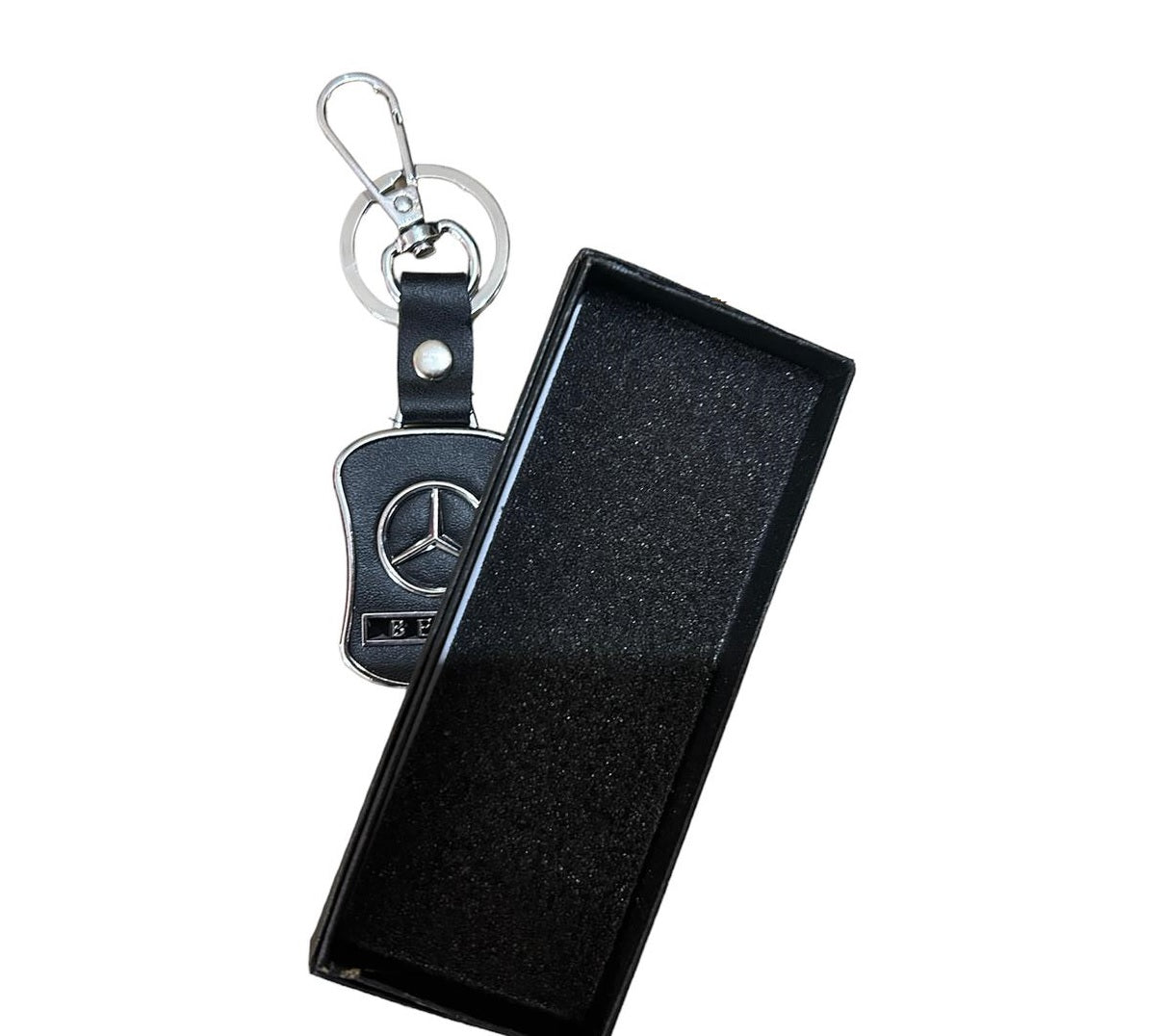 Auto Dean Mersedes black and silver premium key chain/leather metallic/durable.