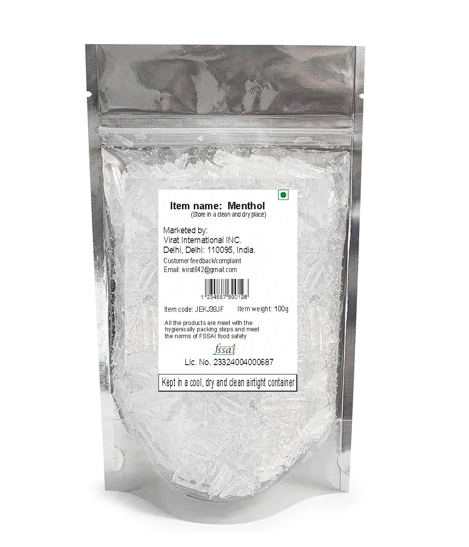 Virat international organic Menthol Crystals, Multi uses. Pack of 100g