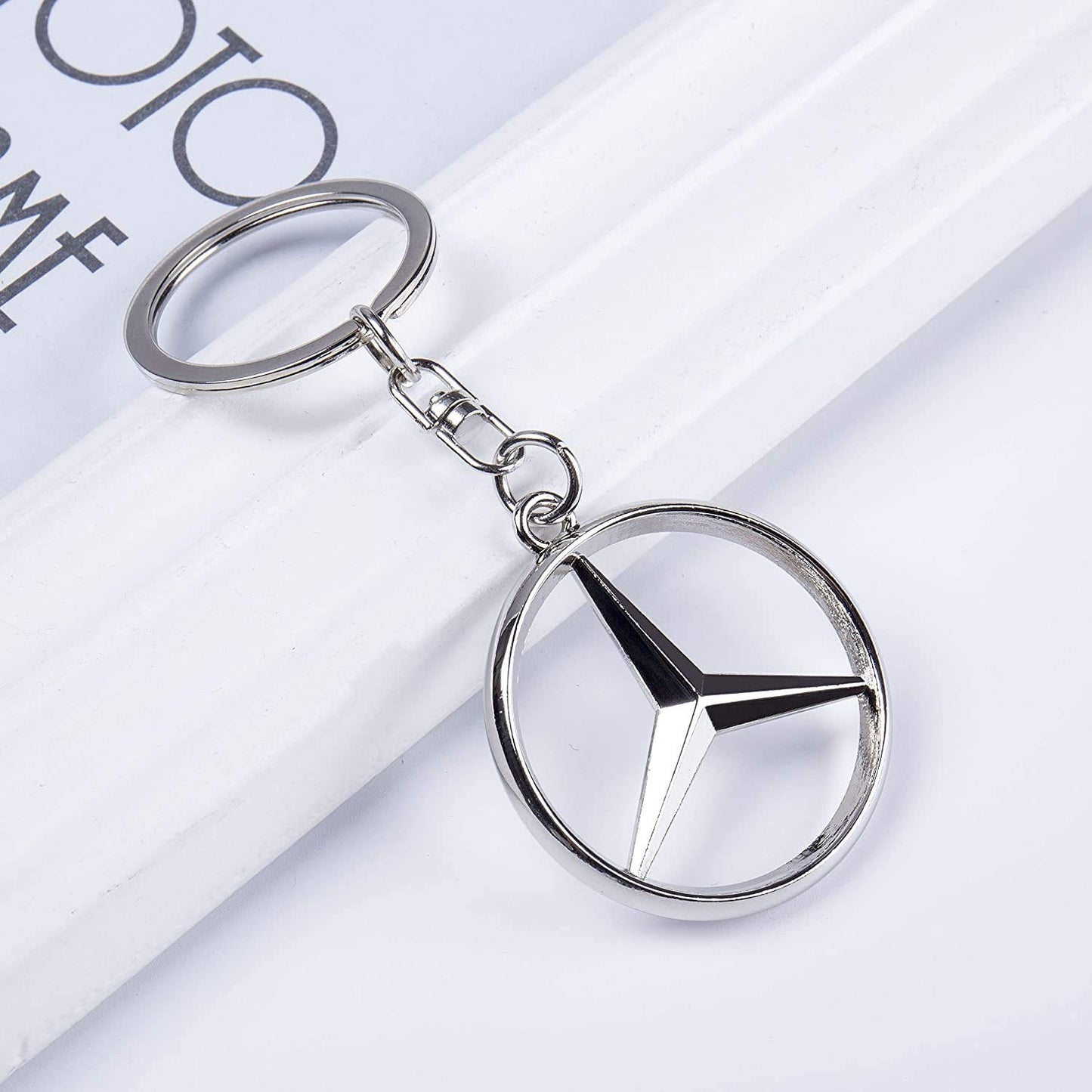 Auto Dean premium metallic silver color Merc. keychain, luxurious keychain.