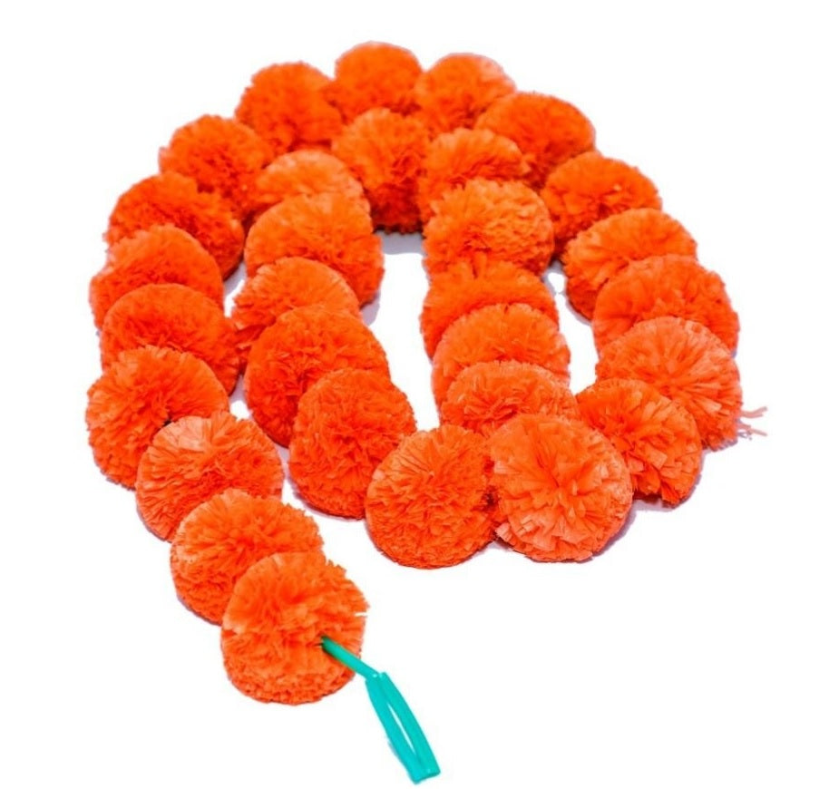 Virat International Artificial Marigold Phool mala for Diwali Decoration, Home Decor, Mandir Decoration, Occasions, Festivals etc, Approx 5ft. Long (Orange Pack of 10 mala)