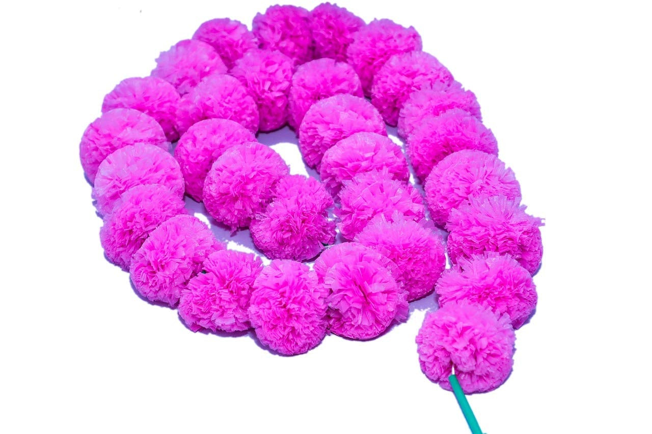 Virat International Artificial Marigold Phool mala for Diwali Decoration, Home Decor, Mandir Decoration, Occasions, Festivals etc, Approx 5ft. Long (Pink Pack of 10 mala)