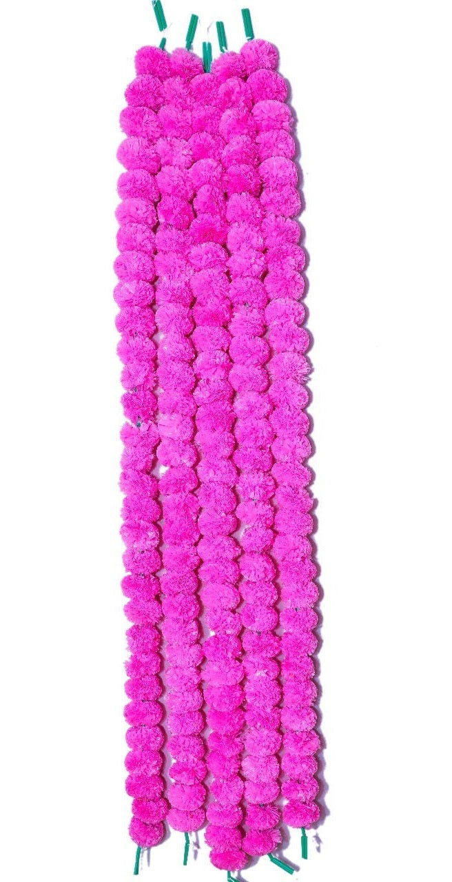 Virat International Artificial Marigold Phool mala for Diwali Decoration, Home Decor, Mandir Decoration, Occasions, Festivals etc, Approx 5ft. Long (Pink Pack of 10 mala)