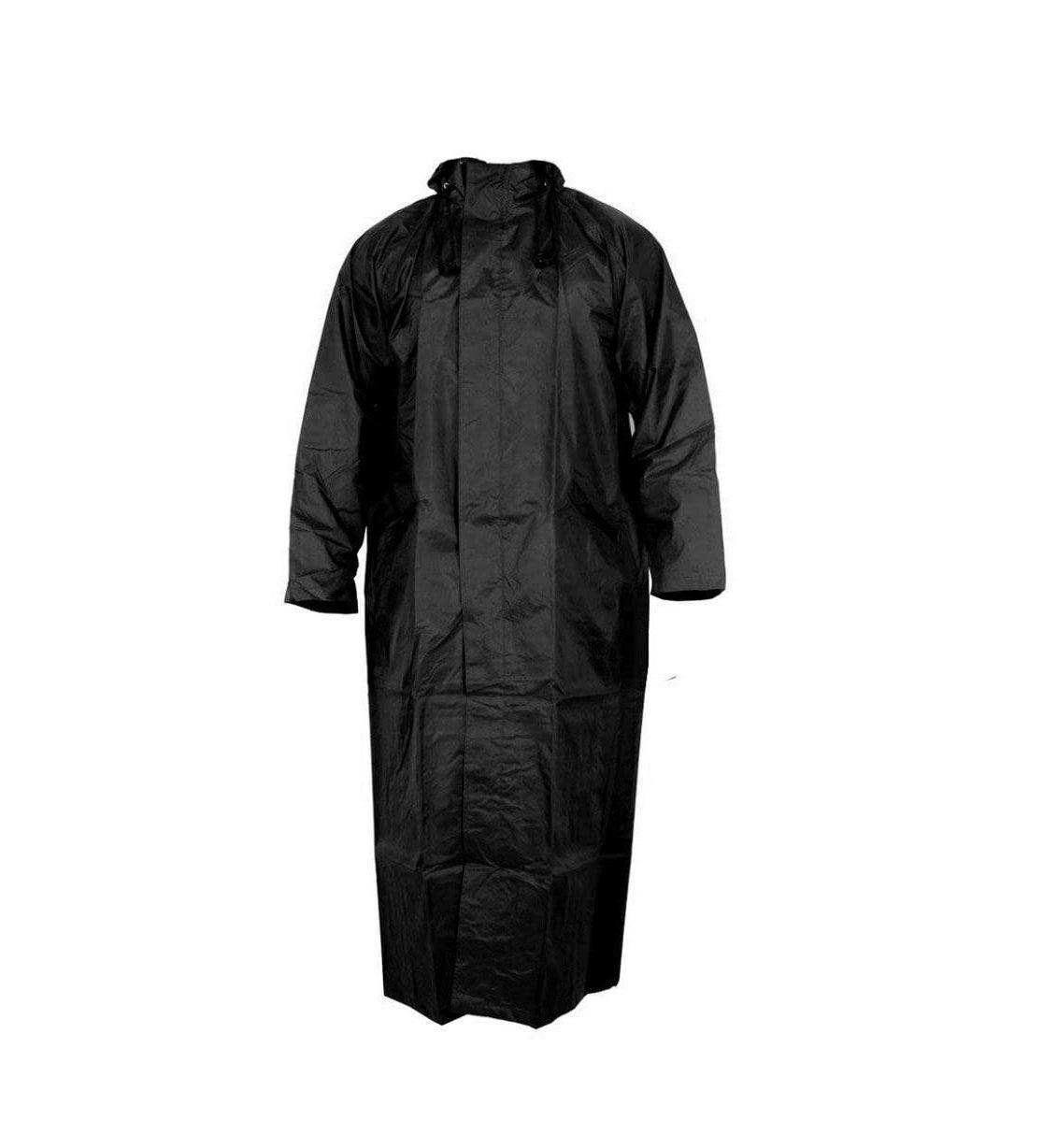 Auto Dean Black Nylon Hooded long lightweight zip Raincoat/overcoat (Unisex). For Height under 6ft weight 70-75kg and waist upto 34