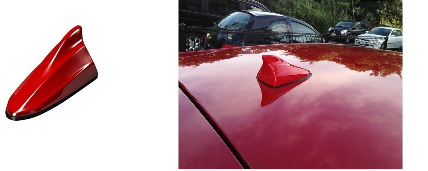 Auto Dean Shark Fin Car Antenna, Universal Size, Waterproof ABS Body, Glossy Finish (Cherry Red)