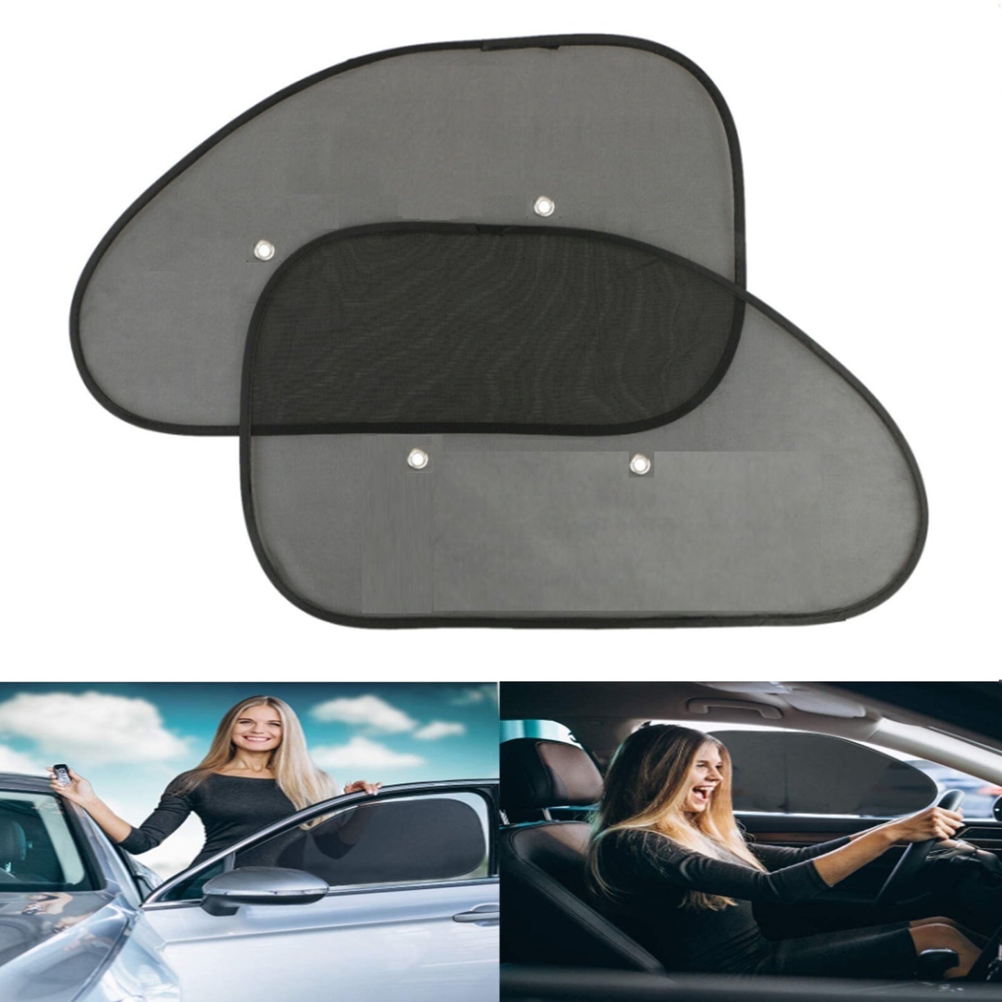 Auto Dean Premium Car Universal Sun Shades. Tri Design for Front Windows (Covers Extra Area) Set of 4. Tri Design Made of Z Black 105 GSM Fabric Provides Well Sun Protection.