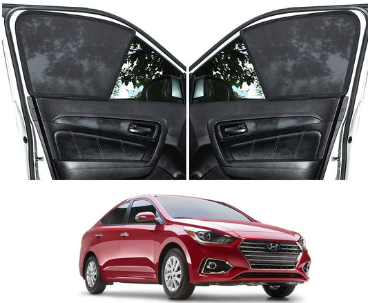 Auto Dean FIX-Type, Non Magnetic Half Car Sun Shades Specific for Hyundai Verna 2017-2022 (Z Black)