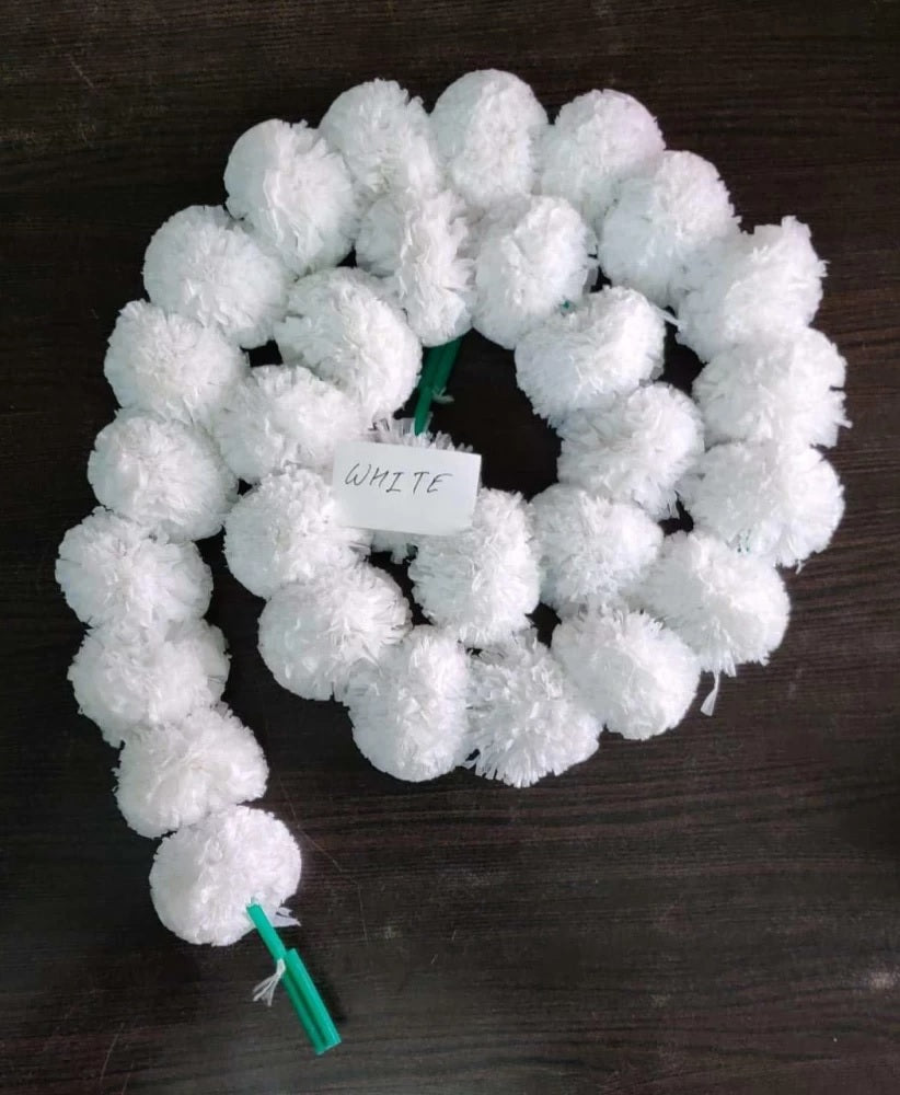 Virat International Artificial Marigold Phool mala for Diwali Decoration, Home Decor, Mandir Decoration, Occasions, Festivals etc, Approx 5ft. Long (White Pack of 10 mala)