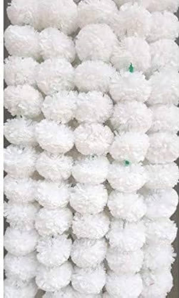 Virat International Artificial Marigold Phool mala for Diwali Decoration, Home Decor, Mandir Decoration, Occasions, Festivals etc, Approx 5ft. Long (White Pack of 10 mala)