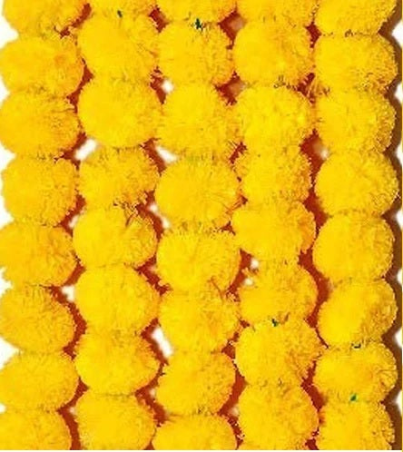 Virat International Artificial Marigold Phool mala for Diwali Decoration, Home Decor, Mandir Decoration, Occasions, Festivals etc, Approx 5ft. Long (Yellow Pack of 10 mala)