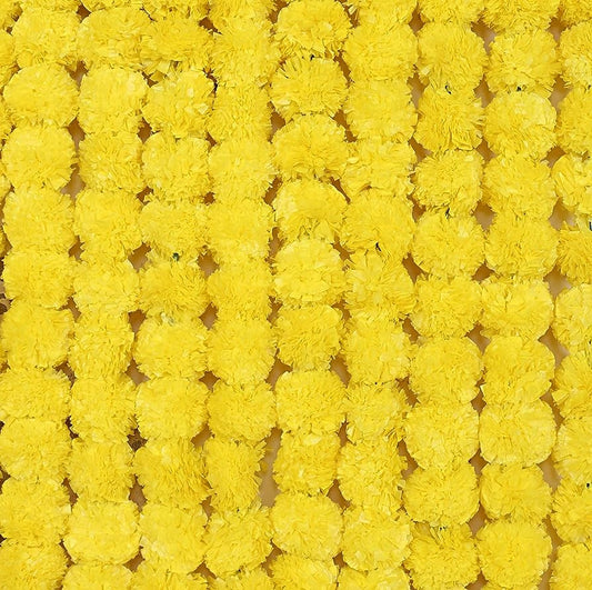 Virat International Artificial Marigold Phool mala for Diwali Decoration, Home Decor, Mandir Decoration, Occasions, Festivals etc, Approx 5ft. Long (Yellow Pack of 10 mala)